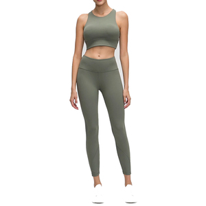 Unique Women's Yoga Set High Waist <b>Leggings</b> Solid Color Breathable Quick Dry Sports Bra 1 Piece Workout Activewear Seamless Full - Product Image 6
