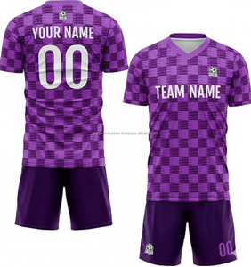 Maillot de football unisexe de haute qualité à manches courtes et col en V, ensembles d'uniformes de football, service OEM, 100% polyester, 320g, respirant, faible MOQ - Product Image 1