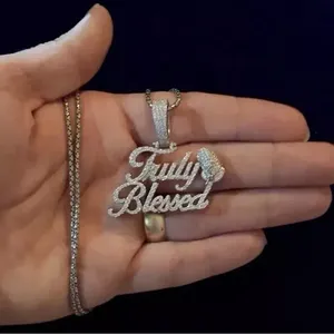 Colgante Personalizado con Letra de Moissanita Auténtica, Estilo Hip Hop, Chapado en Oro de 18K, Plata de Ley de Lujo, Estilo Rapero - Product Image 3
