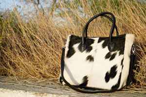 Sac fourre-tout rustique en cuir véritable à poils, style western, pour femme, sac à bandoulière fait main, couleur unie, fermeture éclair LHTB-0071 - Product Image 2