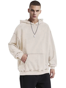 Sweats à capuche unis de haute qualité, couleur unie, effet délavé, sweats à capuche personnalisés, molleton épais 100% coton, mode urbaine, sweats à capuche pour hommes, unisexe - Product Image 6