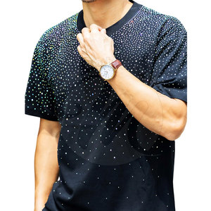 Camiseta de Hombre con Pedrería, Diseño Moderno, Transpirable, Camiseta de Verano de Manga Corta con Pedrería, Gran Venta - Product Image 3