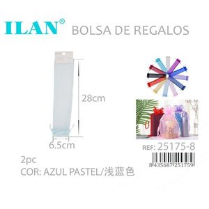 Sacchetto Regalo Ilan 6,5x28 Cm in Organza Azzurra per Decorazioni Festa - Product Image 3