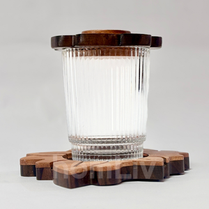OEM Natural Eco Friendly Teak Wood Flower <b>Coaster</b> <b>Set</b> Sustainable Food Safe No Paint and Varnish Halal Customized Cup Mat Holder - Product Image 2