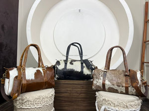 กระเป๋าเดินทางหนังวัวลายตะวันตกกระเป๋าหลายใช้ผมบนหนังขนกระเป๋าแฮนด์เมดกระเป๋าเดินทาง Unisex ขนาดใหญ่หลายใช้ - Product Image 5