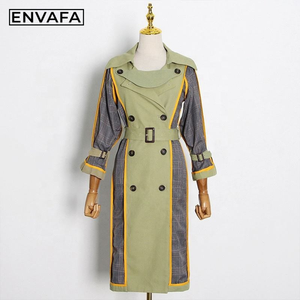 Manteau Trench Long Mi-long pour Femme, Style Personnalisé, Coupe-vent, Double Boutonnage, Motif Carreaux, Automne - Product Image 6