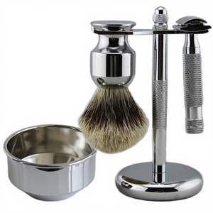 Professional Men's Shaving Kit with Wooden Handle and Synthetic Hair Safety <b>Razor</b> Brush Includes Shaving Stand - Product Image 4