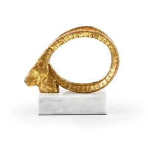 Escultura Premium de Carnero Dorado sobre Base de Mármol, Estatua de Animal de Metal, Decoración Moderna de Lujo para el Hogar, Adorno para Mesa de Oficina, Figura de Animal - Product Image 2