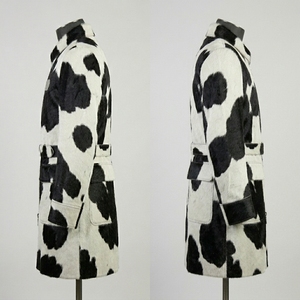 Men Custom Real Cowhide Hair On Hide <b>Leather</b> <b>Jacket</b> Wholesale Casual Natural B&W Spotted <b>Long</b> Trench Coat Overcoat Supplier - Product Image 4