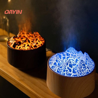 Humidificateur ultrasonique 300 ml, diffuseur d'arômes à effet de flamme USB, lumière LED RGB, faible bruit, arrêt automatique