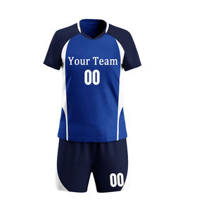 Custom Sublimated 100% Polyester <b>Volleyball</b> Jersey <b>Set</b> Unisex Blue White Moisture Wicking Sleeveless Athletic Fit Adults All - Product Image 3