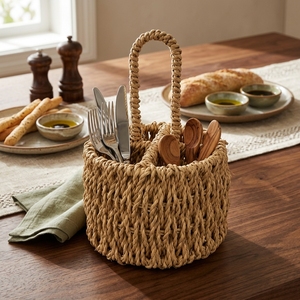 Bandeja de Servir de Fibra Natural, Platos Tejidos Hechos a Mano, Plato Decorativo Balinés, Vajilla Bicolor Artesanal - Product Image 3
