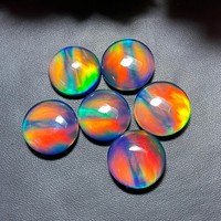 Opale Aurore Synthétique Calibrée, Taille Brillant, Cabochon, Effet Multicolore Changeant de Couleur, Pierre Libre pour la Fabrication de Bijoux