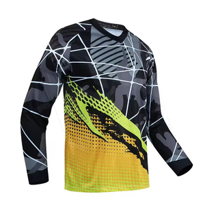 เสื้อจักรยานแขนยาว 100% โพลีเอสเตอร์ สีน้ำเงินและสีเขียวอมฟ้า ระบายอากาศได้ดี เสื้อผ้าสำหรับปั่นจักรยานผู้ชาย ชุดปั่นจักรยานสำหรับฤดูร้อน - Product Image 6