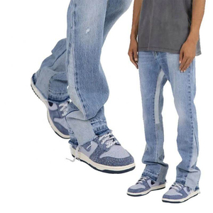 Jeans de Mezclilla para Hombre, Corte Recto, Lavado a la Piedra, Cintura Media, Corte Regular, Algodón, Estilo Casual de Primavera - Product Image 1