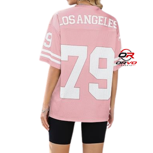 Camiseta Deportiva de Fútbol Americano para Hombre, Cuello en V, Negra, Los Ángeles 79, Malla Transpirable de Secado Rápido, ORVO SPORTS, 100% Poliéster - Product Image 4