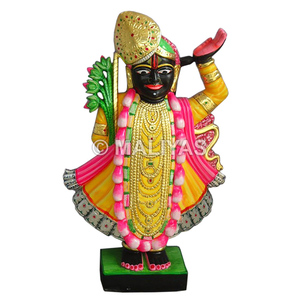 Multicolour Black Marble Shrinathji Moorti | Handcrafted Marble Shrinathji Idol - MALIYAS - Product Image 1