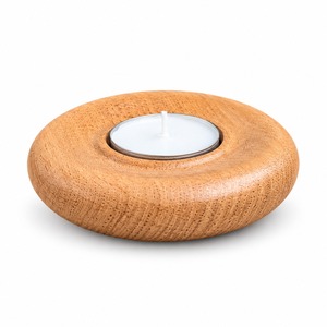 Support rond en bois naturel pour bougies chauffe-plat |   Bol votif artisanal pour la décoration intérieure, accent festif et de table - Product Image 1