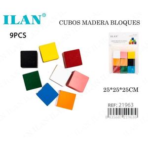 Cubi di legno Ilan 25x25x25mm, blocchi da costruzione colorati per l'educazione dei bambini - Product Image 1
