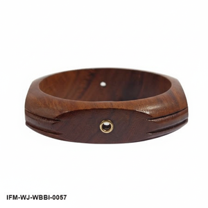 Brazalete de Madera Hecho a Mano con Incrustaciones de Latón Pulido, Estilo Boho Chic, Brazalete Redondo de Madera - Product Image 2