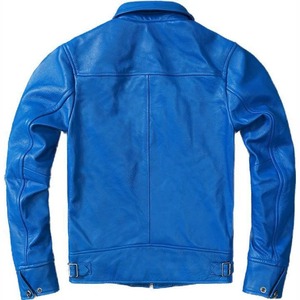 เสื้อแจ็คเก็ตสไตล์คาเฟ่เรเซอร์สำหรับผู้ชาย สีน้ำเงิน แบบ Trucker - Product Image 3
