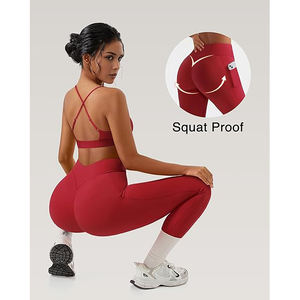 Ensemble de yoga pour femme : Soutien-gorge de sport doux et leggings taille haute, tons neutres désertiques, nuances terreuses, en nylon et élasthanne, pour le style de vie - Product Image 6