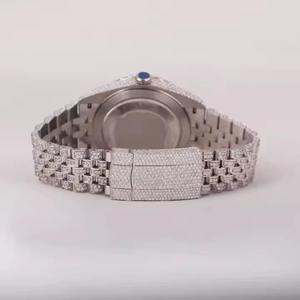 Reloj de Cuarzo de Lujo con Diamantes Estilo Iced, Acero Inoxidable, Moissanita, Diseño Hip Hop, Resistente al Agua 10 Bar - Product Image 4