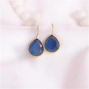 BLUE MONALISA PEAR SHAPE GEMSTONE 925 STERLING <b>SILVER</b> <b>DANGLE</b> <b>EARRINGS</b> BLUE MONALISA gemstone <b>earrings</b> WITH TRENDY DESIGN - Product Image 1