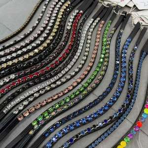 Diadema de Cuero con Cristales y Pedrería Curvada Personalizable de Lujo para Caballo, Accesorio de Brida Ecuestre, Equipo de Montura ADIBA OVERSEAS - Product Image 1