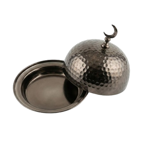 Bol à dattes de style arabe au design vintage Ramadan, finition argentée, en aluminium, pour les traiteurs et les cantines - Product Image 6