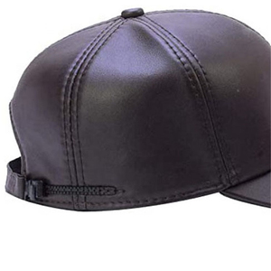 Unisex Pu Leather Baseball Cap 6-Panel Adjustable Snapback Solid Color Casual <b>Hat</b> <b>for</b> Adults - Product Image 3