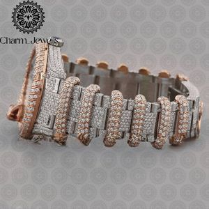 นาฬิกาข้อมือผู้ชายสุดหรู Charm_Jewells ขนาด 40 มม. สแตนเลสสตีล ประดับเพชร โรสโกลด์ ระบบอนาล็อก กลไกจักรกล กันน้ำ 10 บาร์ - Product Image 6