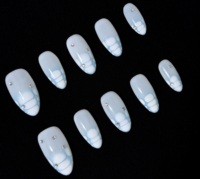 Ongles à presser ovales bleu ciel, faits main, peints à la main, effet 3D dégradé, ornés de strass, qualité salon, réutilisables, ajustement personnalisé