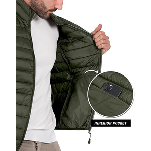Male Padded Sleeveless Jacket Quilted Down Gilet for Men Classic Olive Green Puffer Vest Lightweight Body <b>Warmer</b> - Product Image 3