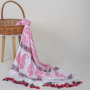 New Collection Lightweight Combed Nonwoven <b>Printed</b> Indian Floral <b>Linen</b> Stole for Women Dress Accessories - Product Image 1