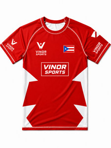 Vinor Sports Industry – T-shirt de compression à manches courtes en Spandex pour homme, rouge et bleu, séchage rapide, respirant, anti-bactérien, protection UV - Product Image 2