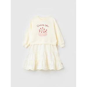 OZKIZ Korean Kids <b>Dress</b> 100% Cotton Chiffon <b>Cherry</b> Girls Layered <b>Dress</b> Ruffles for 2-7 Years Wholesale Children Fashion - Product Image 1