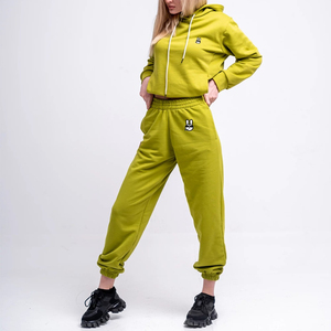 Ensemble 2 pièces en coton 100% avec capuche et cordon de serrage, haut court et pantalon de jogging pour adultes - Service OEM, vêtements décontractés unisexes pour l'hiver - Product Image 2