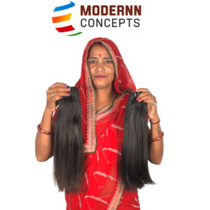 Extensions de cheveux humains indiens 100% naturels Remy, cuticules alignées, cheveux raides coupés droit, double trame - Product Image 6