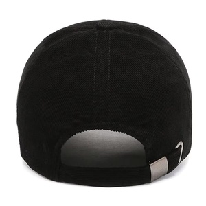 <b>Black</b> Corduroy Baseball Cap 6 Panel Solid Casual Curved Brim Button <b>Top</b> <b>Hat</b> - Product Image 6