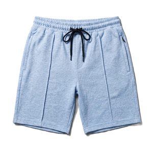 Shorts pour homme en coton et polyester bleu ciel, taille à cordon, décontractés, respirants, séchage rapide, longueur Bermuda, couleur unie, tricotés - Product Image 2