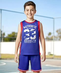 Ensemble de maillots de basket sans manches et shorts pour garçons, vêtements de sport pour enfants et jeunes, tenue d'équipe de basket personnalisée par sublimation - Product Image 3