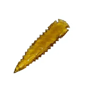 Synthetic Yellow Citrine Obsidian Glass Arrowhead 5-6 Inch <b>Large</b> Hand Carved Polished Crystal <b>Stone</b> Reiki Feng Shui Home Decor - Product Image 5