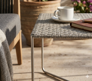 Modern Square Wicker Rattan <b>Side</b> <b>Table</b> Weather Resistant <b>Outdoor</b> Patio Furniture Coffee Accent <b>Table</b> For Garden Balcony Hotel - Product Image 3