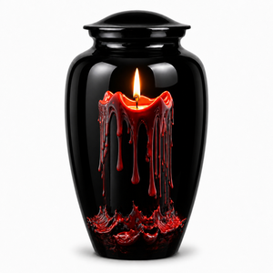 Luxury Premium <b>Red</b> Burning <b>Candle</b> Memorial Picture Sticker with Enamel Memorial Cremation Urn for Adults Human Funeral Ashes - Product Image 1