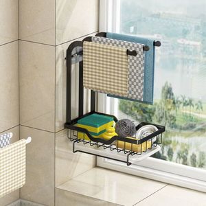 Multipurpose Iron Kitchen <b>Sink</b> Organizer With Hooks And Compartments For Better Storage And Accessibility - Product Image 1