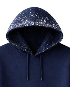 Gothic Hooded Winter <b>Pullover</b> <b>Men</b> Regular Fit 100% Cotton Knitted Rhinestone Design Eco-Friendly Breathable Quick Dry - Product Image 5