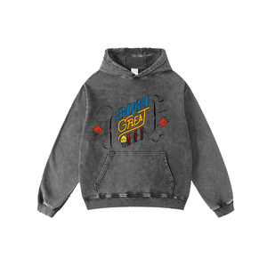 Sweat à capuche surdimensionné en coton 100% bleu délavé personnalisé pour impression numérique de logo vintage - Product Image 4
