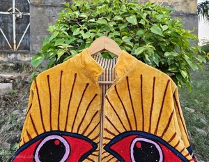 Embroidered Reversible Floral Pattern <b>Women's</b> Robe Kimono Bathrobe <b>Housecoat</b> Lounge Wear Handmade 100% Cotton Velvet Suzani - Product Image 2