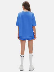 Conjunto de Dos Piezas para Mujer, Verano, Camiseta de Manga Corta y Pantalones Cortos, Ecológico, Transpirable, Informal, para Estar en Casa - Product Image 4